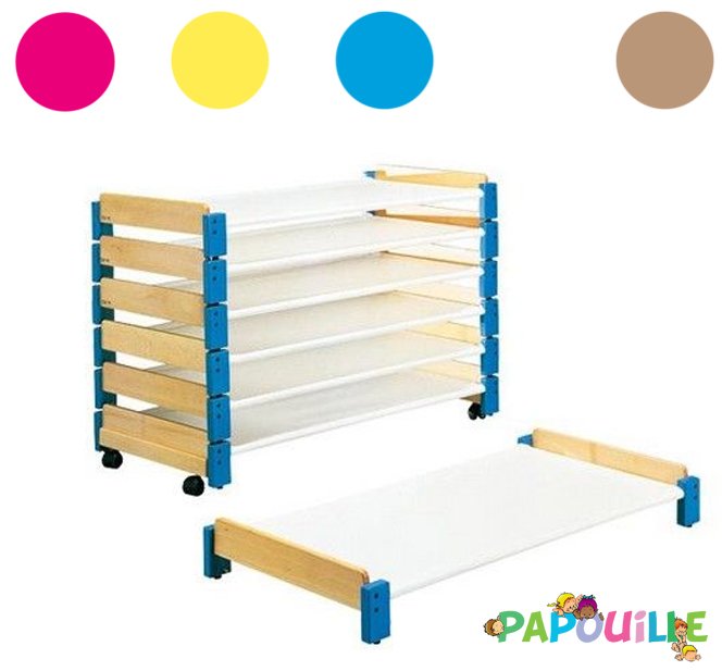 Lit Couchette En Bois Bas Empilable Sans Rebord 1 X 60cm Bleu Top Creches Papouille