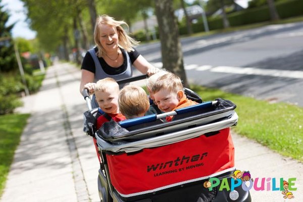 Puériculture - Poussette - Poussette chariot quadruple kiddy bus tortue deluxe 4 places