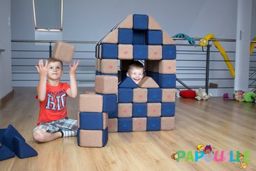 Motricité - Jeux de Motricité Libre - Cubes de constructions magnétiques de psychomotricité tissu 100 pièces bleu
