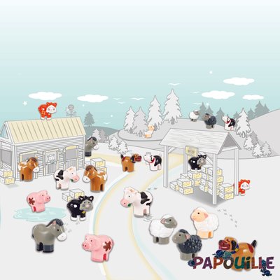 Jouets - Figurines - Set de 22 figurines les animaux de la ferme petit monde de wow