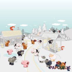 Jouets - Figurines - Set de 22 figurines les animaux de la ferme petit monde de wow