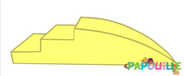 Motricité - Module de Motricité Bébé - Module petit toboggan incurve 3 marches en mousse pvc h.23 jaune