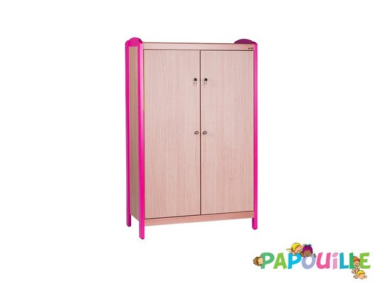 Mobilier - Meuble de rangement scolaire - Armoire 2 portes framboise