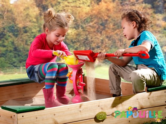 Jeux - Jeux extérieurs - Bac à sable en bois avec rangement