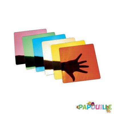 Mobilier - Chevalets et Miroirs  - Miroirs acrylique de couleur enfant 15x15cm - lot de 6