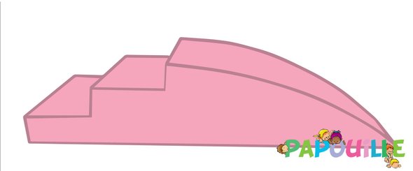 Motricité - Module de Motricité Bébé - Module petit toboggan incurve 3 marches en mousse pvc h.23 rose