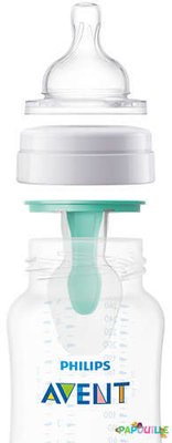 Repas - Biberons Classic et Large - Biberon col large avent anti-colic - 125 ml avec valve airfree™
