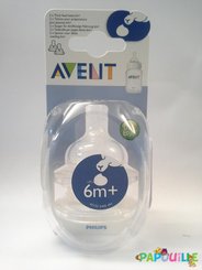 Repas - Tétine et Sucette - 2 tétines silicone base large pour liquide épais 6 mois +