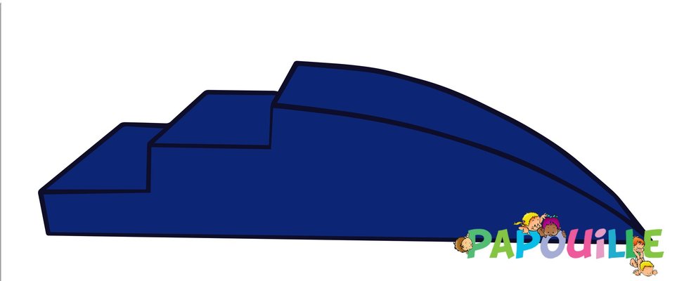 Motricité - Module de Motricité Bébé - Module petit toboggan incurve 3 marches en mousse pvc h.23 bleu roi