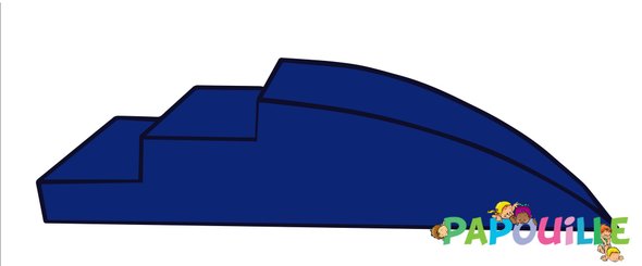 Motricité - Module de Motricité Bébé - Module petit toboggan incurve 3 marches en mousse pvc h.23 bleu roi