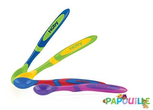 Repas - Couverts Enfant, Adulte - Lot de 4 cuillères à manche long antidérapant