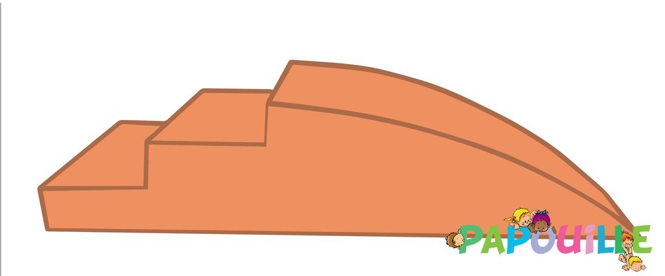 Motricité - Module de Motricité Bébé - Module petit toboggan incurve 3 marches en mousse pvc h.23 abricot