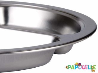 Repas - Assiettes Enfants et à Compartiments - Assiette inox 3 compartiments 22 cm