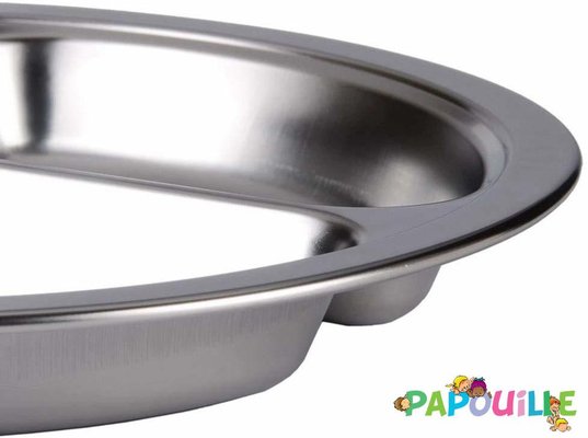 Repas - Assiettes Enfants et à Compartiments - Assiette inox 3 compartiments 22 cm