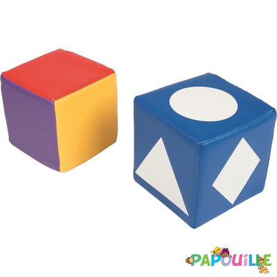 Jeux - Motricité Fine - Lot de 2 cubes couleurs et formes geometriques