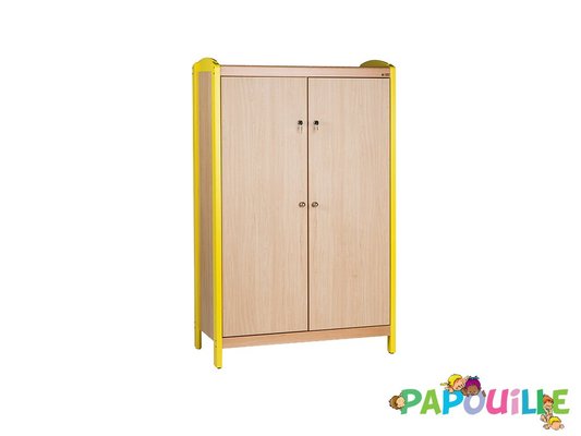 Mobilier - Meuble de rangement scolaire - Armoire 2 portes jaune
