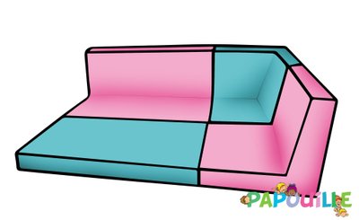 Mobilier - Meuble en mousse et Pouf - Aire de jeux d'angle avec dossier en mousse color