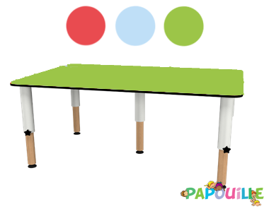 Mobilier - Table crèche et scolaire - Table Spécial Collectivité Bois 120 X 60 Cm Réglable En Hauteur Verte