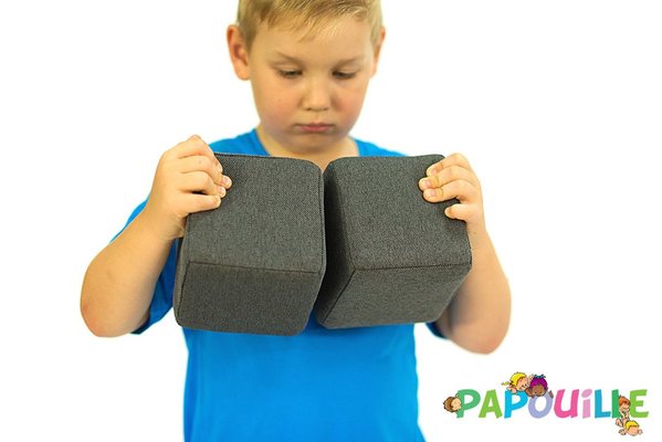 Motricité - Jeux de Motricité Libre - Cubes de constructions magnétiques de psychomotricité tissu 100 pièces bleu