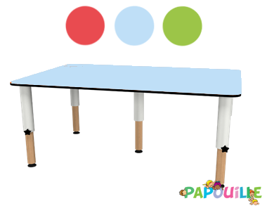 Mobilier - Table crèche et scolaire - Table Spécial Collectivité Bois 120 X 80 Cm Réglable En Hauteur Bleue