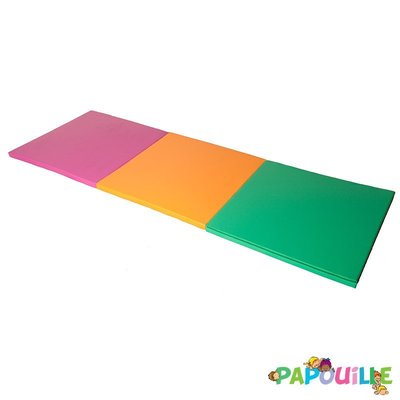 Motricité - Tapis de motricité bébé et enfant - Tapis de réception pliant 3 parties en mousse pvc 300x100x5cm