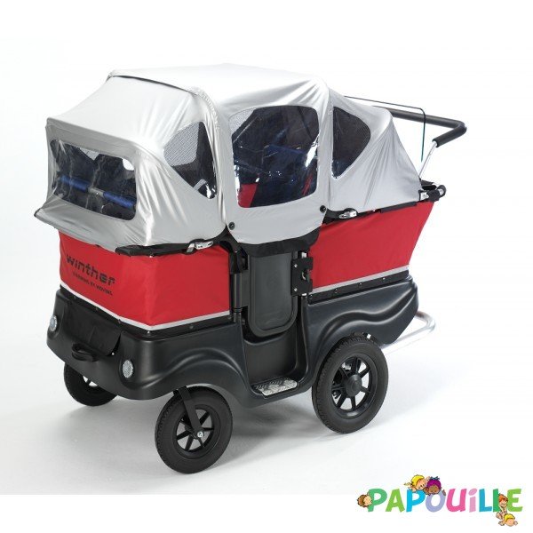 Poussette chariot quadruple kiddy bus tortue deluxe 4 places Winther