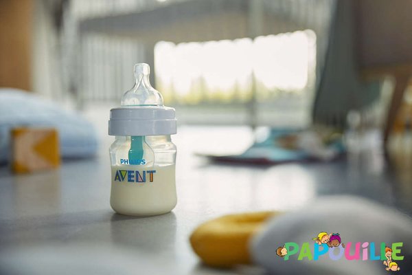Repas - Biberons Classic et Large - Biberon col large avent anti-colic - 125 ml avec valve airfree™