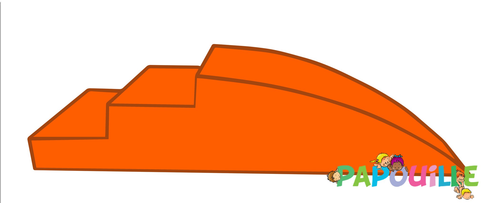Module Petit Toboggan Incurve 3 Marches En Mousse PVC H.23 Orange