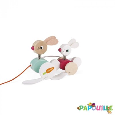 Jouets - Jouets à Pousser, à Tirer - Animal en bois à promener lapin