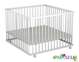 Couchage - Parc bébé Pliable, en Bois  - Parc enfant pliant xl blanc réglable 3 hauteurs