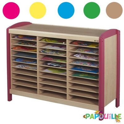 Mobilier - Meuble de rangement scolaire - Meuble dessins 30 cas. Framboise wkc
