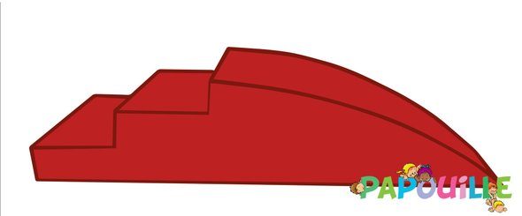 Motricité - Module de Motricité Bébé - Module petit toboggan incurve 3 marches en mousse pvc h.23 rouge