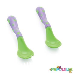 Repas - Couverts Enfant, Adulte - Lot de 1 fourchette - 1 cuillère d’apprentissage ergonomique