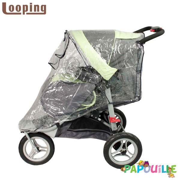 Destockage habillage pluie pour poussette simple 3 roues avec canopy  Looping