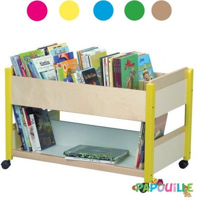 Mobilier - Meuble de rangement scolaire - Bac à albums avec roulettes naturel wkc