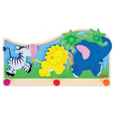 Mobilier - Banc vestiaire & Porte Manteaux - Porte manteau mural en bois maternelle animaux d'afrique