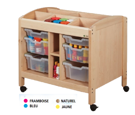 Mobilier - Meuble de rangement scolaire - Meuble de rangement sur roulette avec bacs bleu