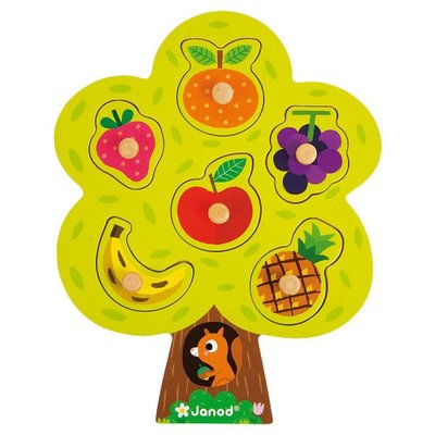 Jeux - Jeux Éducatifs et Puzzle - Puzzle à encastrer avec boutons en bois arbre à fruits 6 pcs ( pour les enfants de 18 mois et plus )