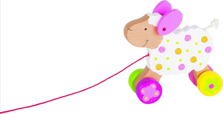 Jouets - Jouets à Pousser, à Tirer - Animal à tirer en bois cory le mouton