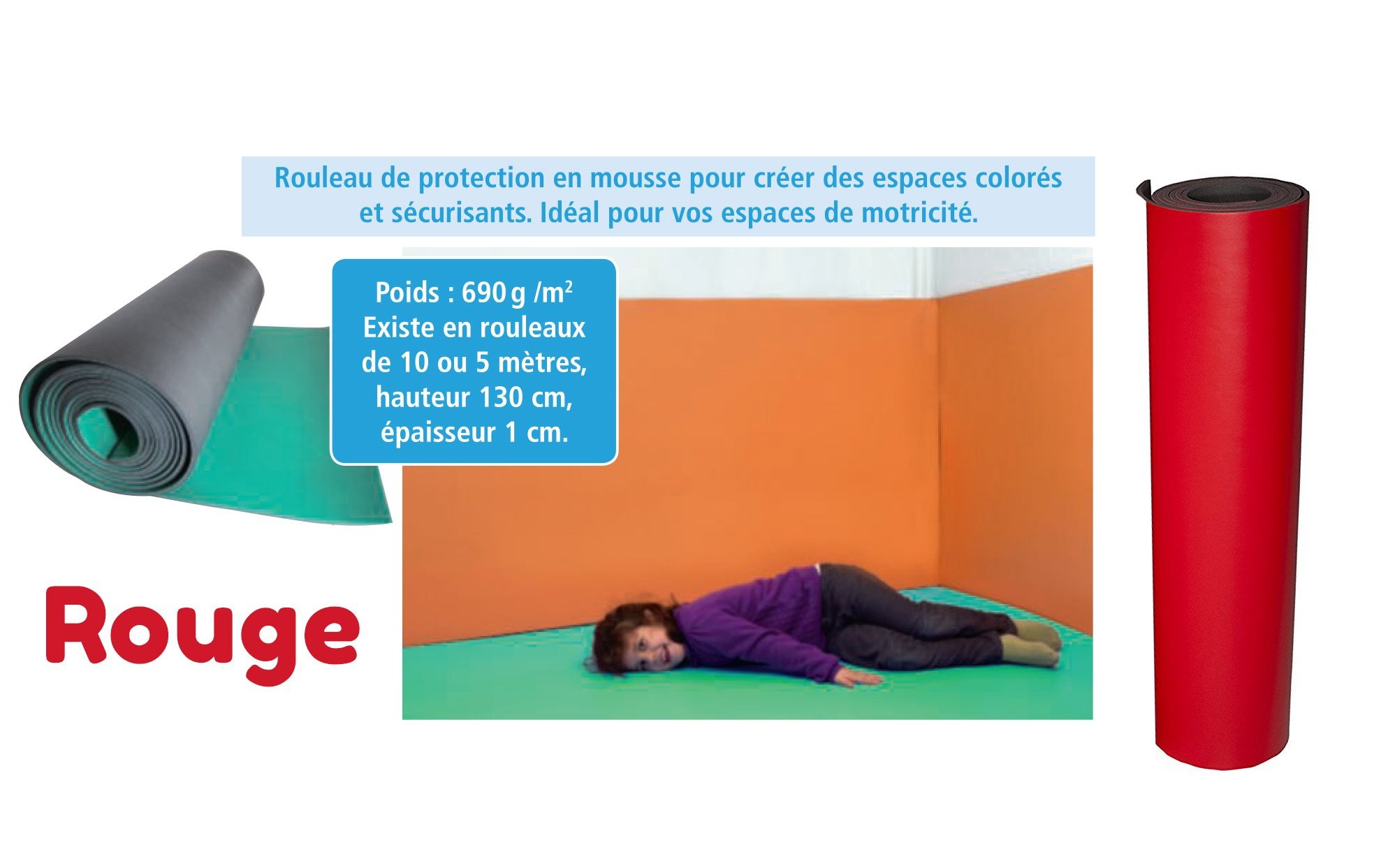 Rouleau de protection 5 mètres rouge