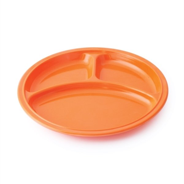 Assiette 3 compartiments mélamine orange