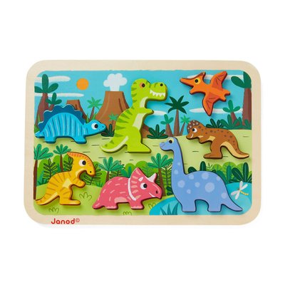 Jeux - Jeux Éducatifs et Puzzle - Puzzle à encastrer en bois 3d les dinosaures 7 pcs ( pour les enfants de 2 ans et plus )