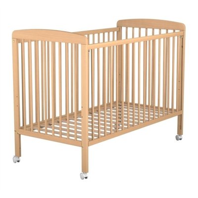 Couchage - Lit Crèche en Bois bébé, enfant - Lit à barreaux en bois réglable 3 hauteurs 60x120cm vernis - avec roulettes -
