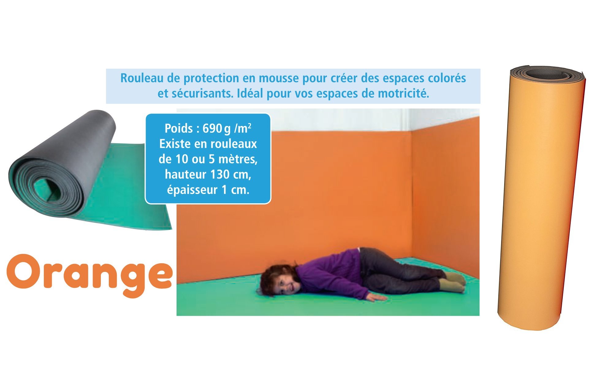 Rouleau de protection 10 mètres orange