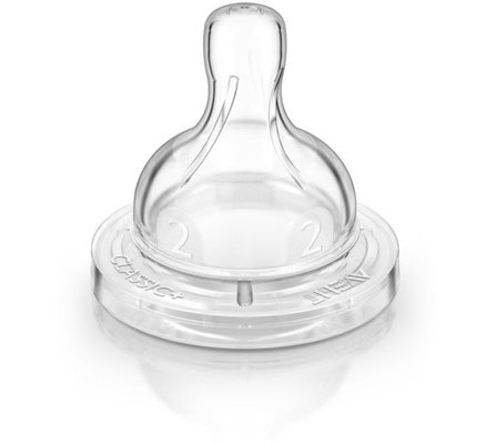 Repas - Tétine et Sucette - 2 tétines silicone base large pour liquide épais 6 mois +