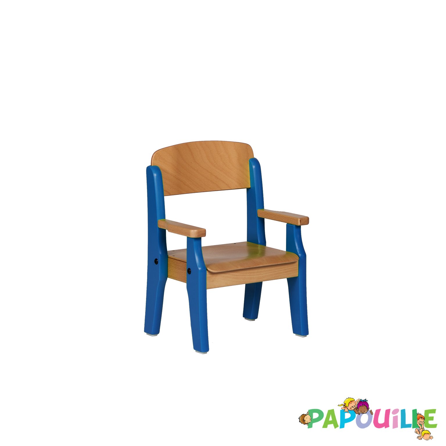 Fauteuil bébé en bois avec accoudoir t0 h.21cm bleu