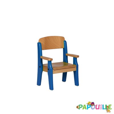Mobilier - Chaise & fauteuil pour crèche - Fauteuil bébé en bois avec accoudoirs t0 h.21cm bleu