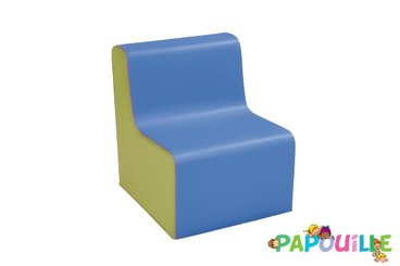 Mobilier - Meuble en mousse et Pouf - Chauffeuse droite hauteur 25cm bicolor bleu jaune