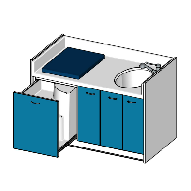 Change - Meuble à Langer crèche - Table à langer 1 cuve sabot - 150 cm