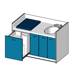 Change - Meuble à Langer crèche - Table à langer 1 cuve sabot - 150 cm